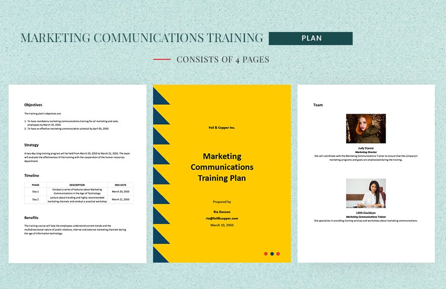 Marketing Communications Training Plan Template