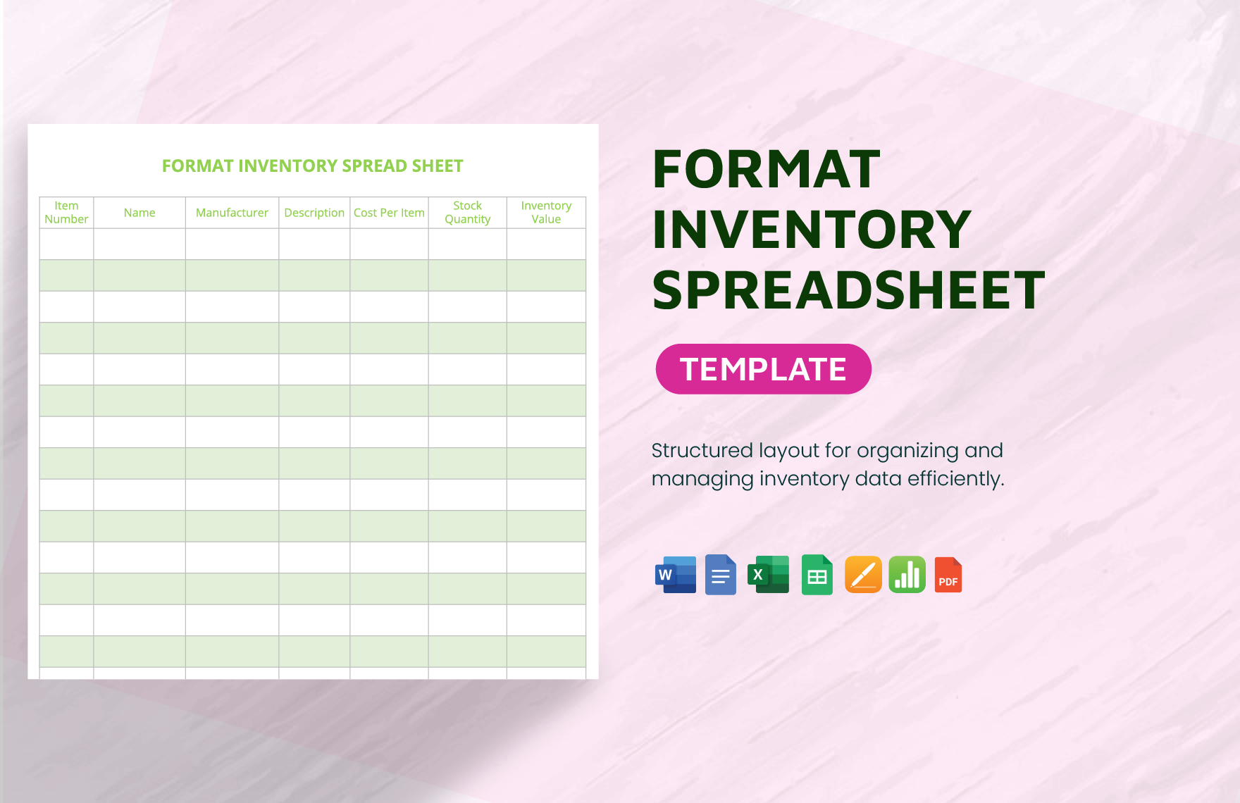 Format Inventory Spreadsheet Template in Google Docs, Word, Pages, Excel, PDF, Apple Numbers, Google Sheets - Download | Template.net