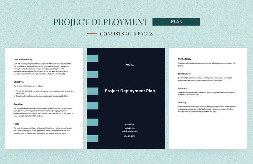 Sample Project Deployment Plan Template in Word, Google Docs, Apple Pages