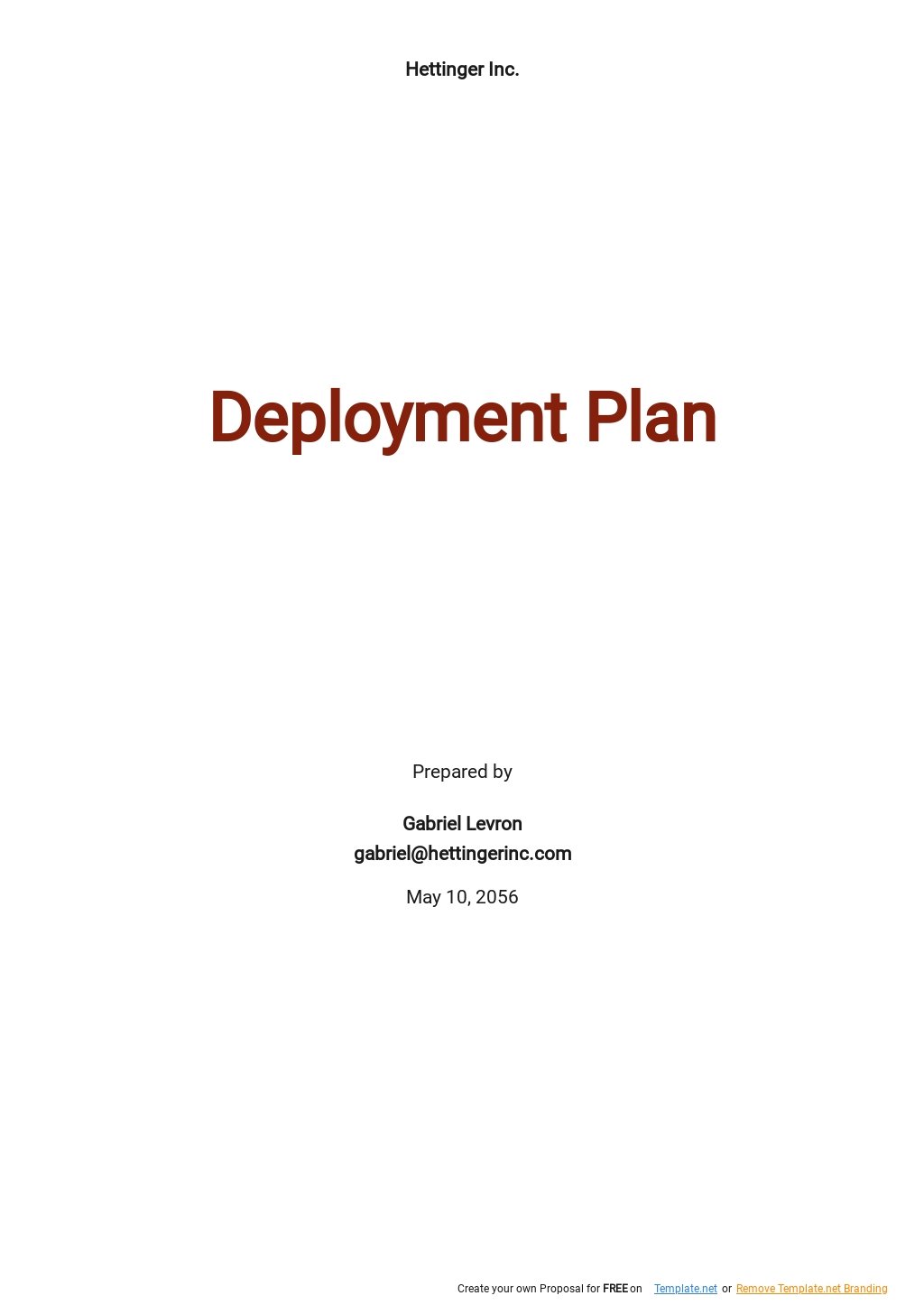 Free Sample Deployment Plan Template
