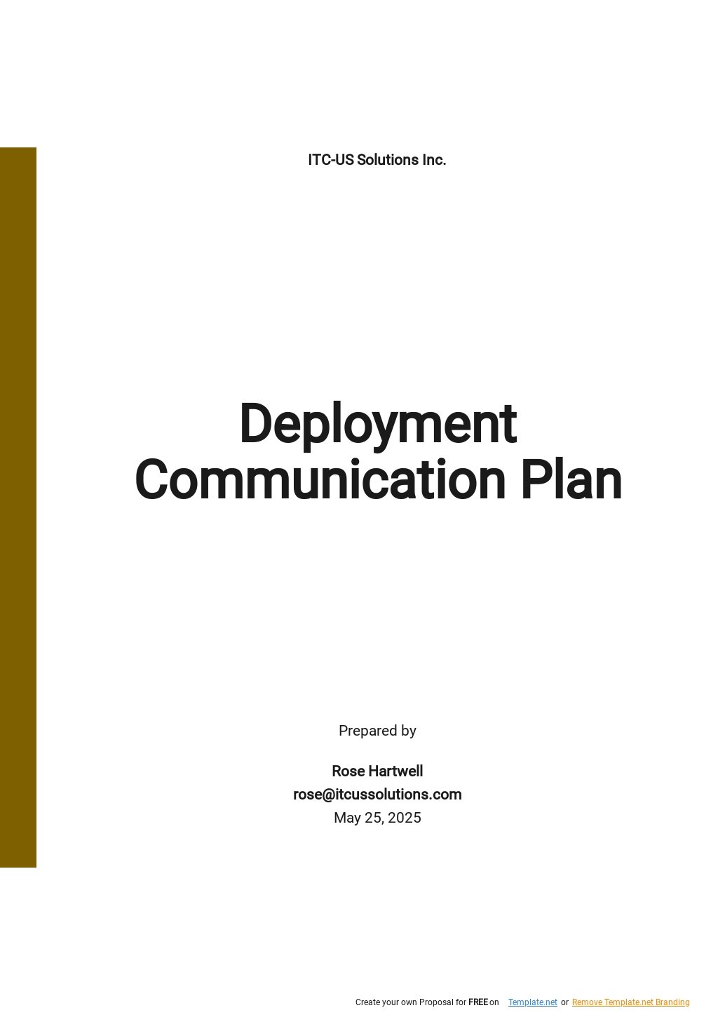 Deployment Communication Plan Template