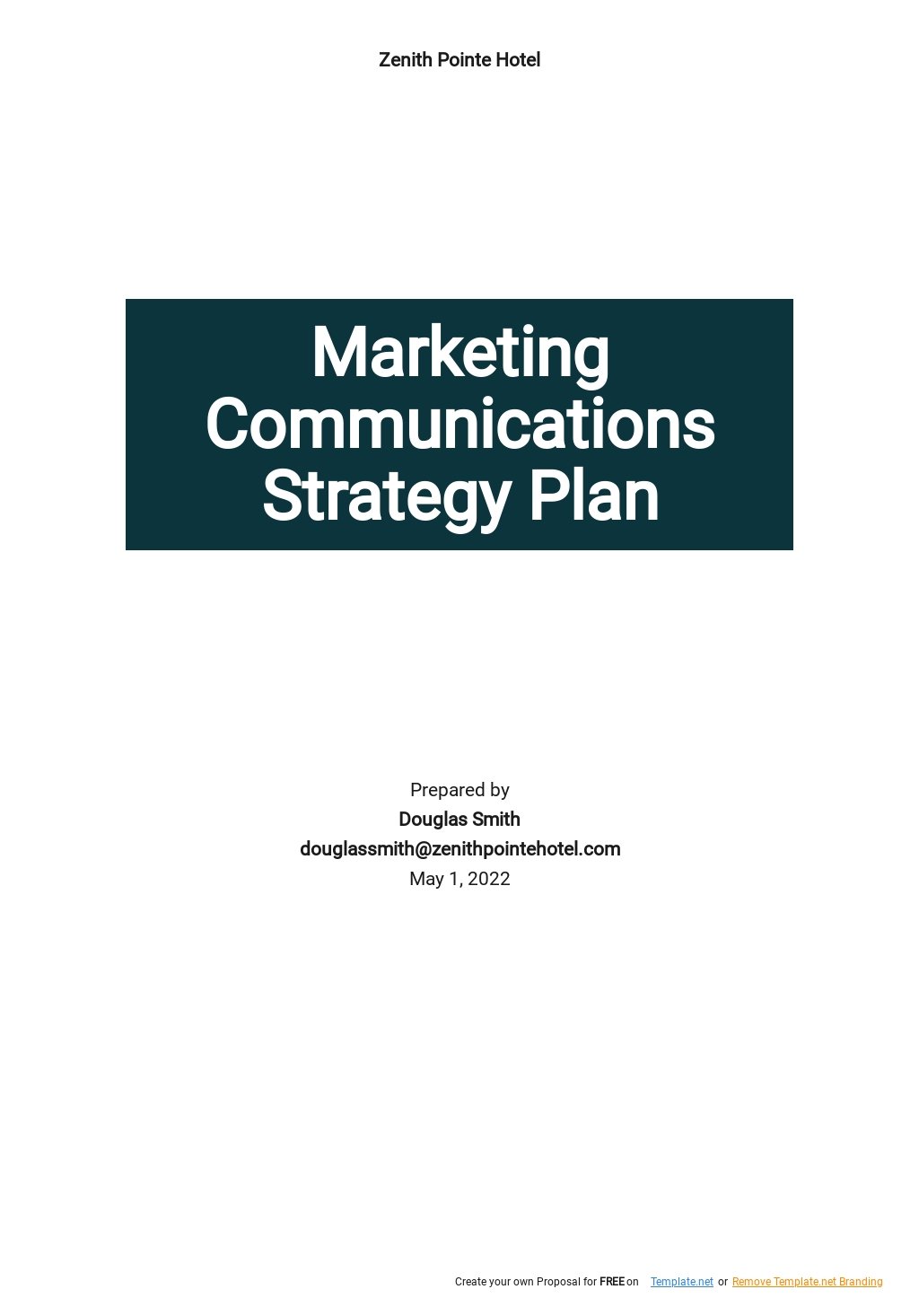 Marketing Communications Strategy Plan Template
