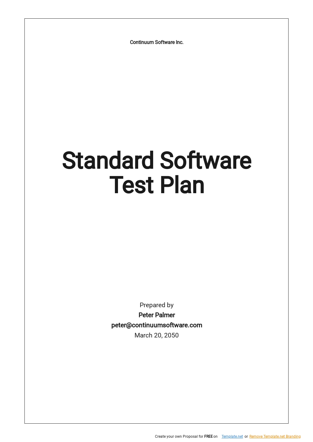 Free Standard Software Test Plan Template