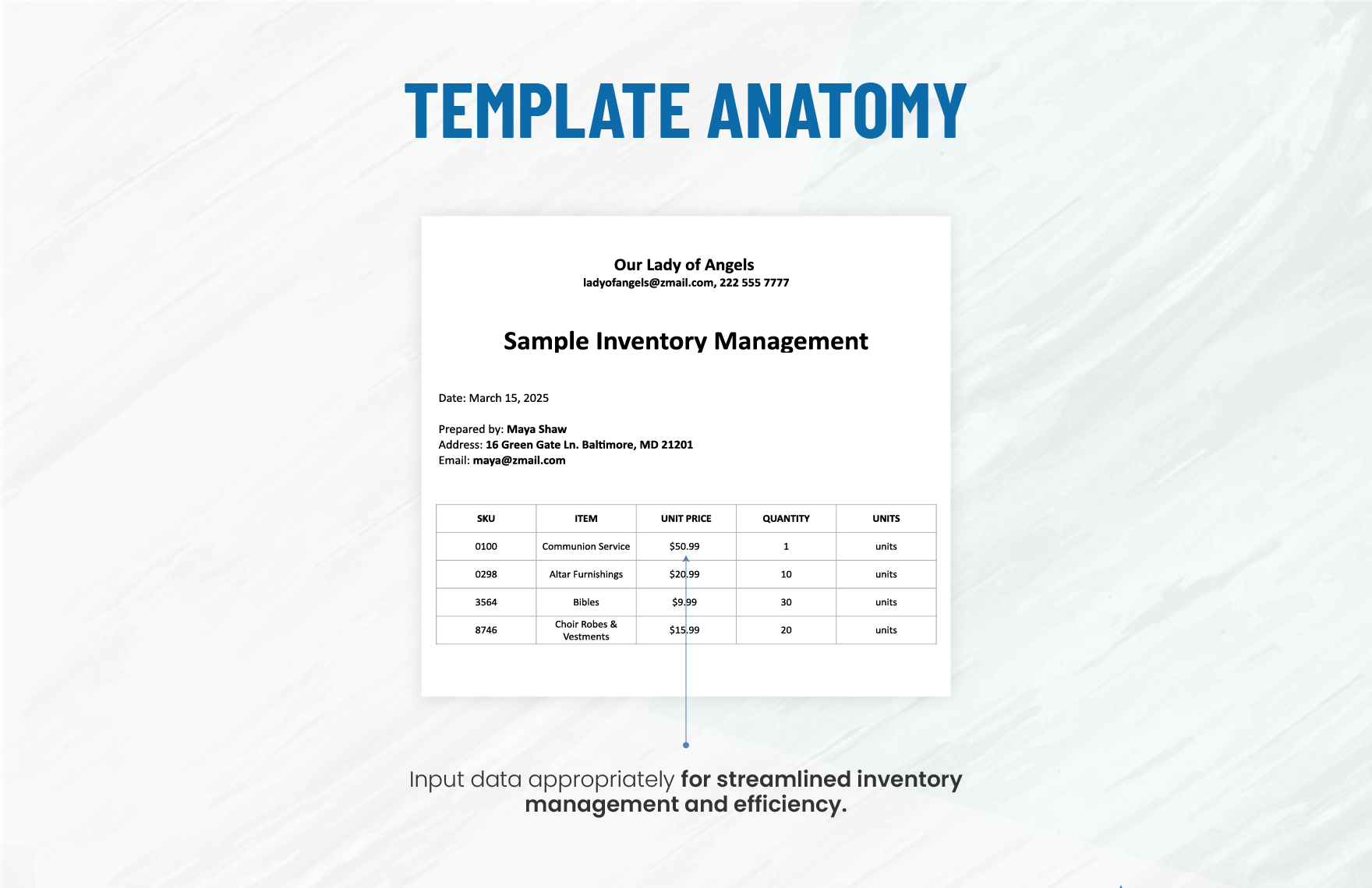 Sample Inventory Management Spreadsheet Template