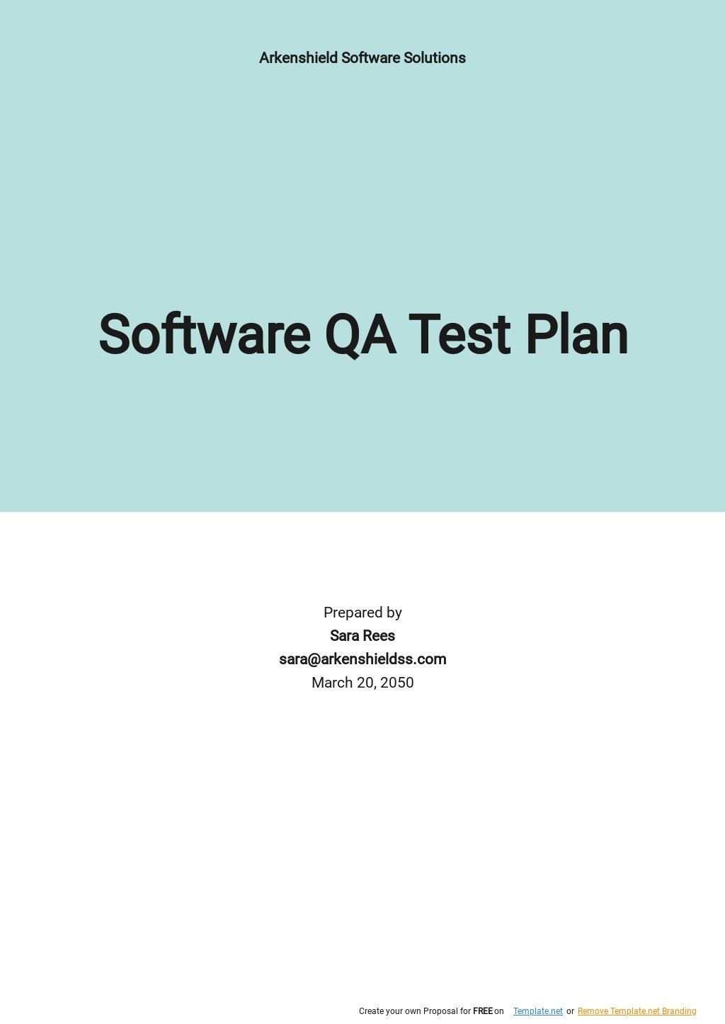 Software QA Test Plan Template