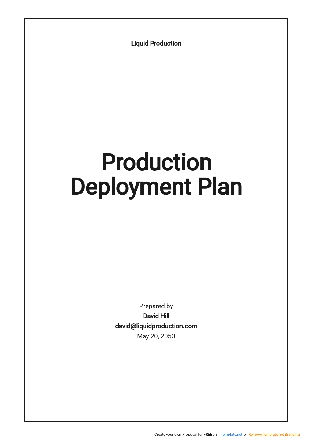 Production Deployment Plan Template