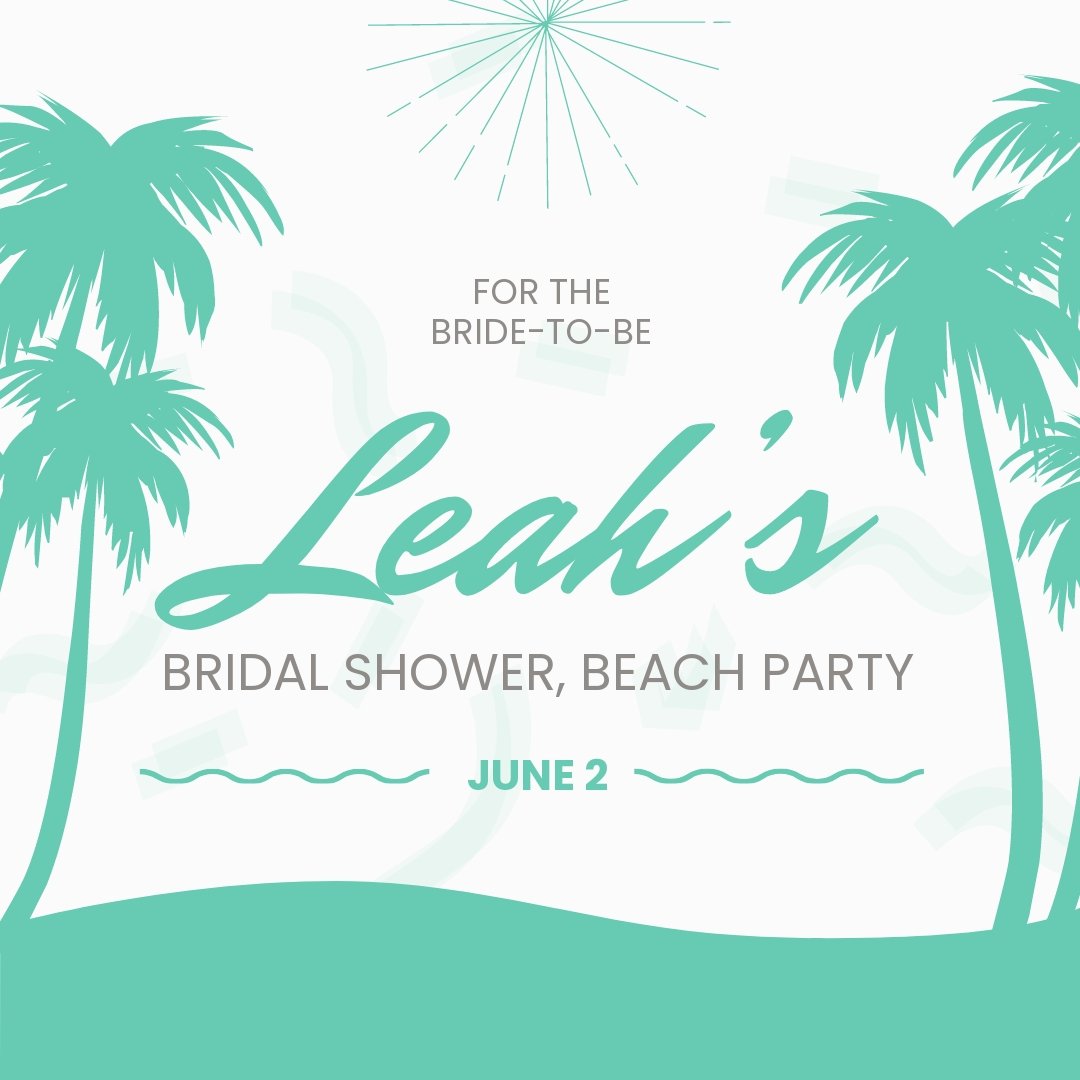 Free Bridal Shower Beach Party Instagram Post Template