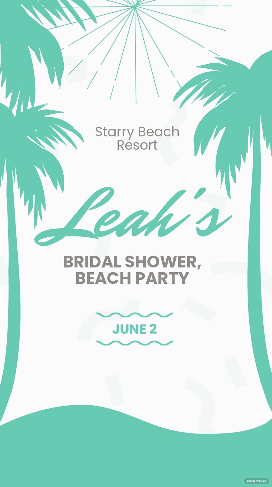 Free Bridal Shower Beach Party Whatsapp Post Template