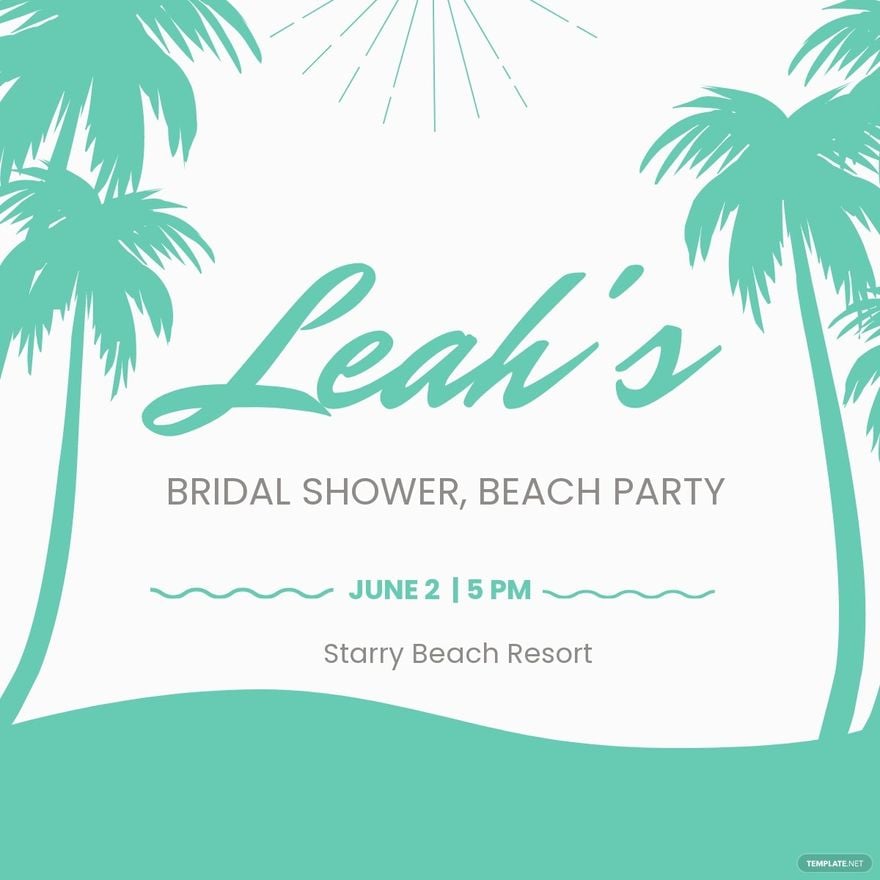 Bridal Shower Beach Party Linkedin Post Template