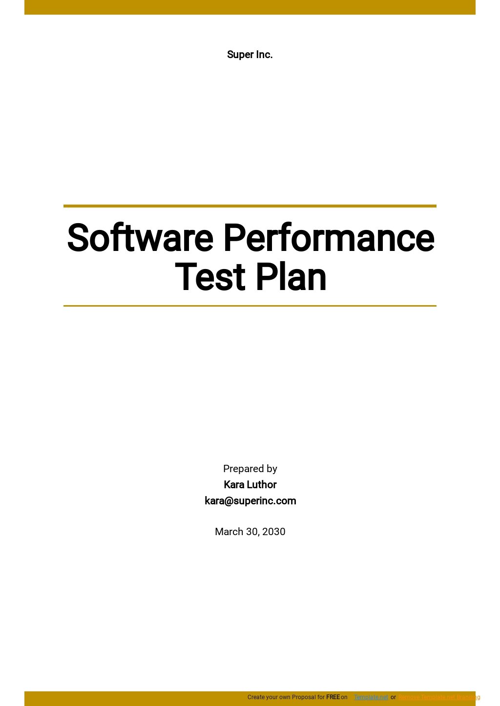 Software Performance Test Plan Template