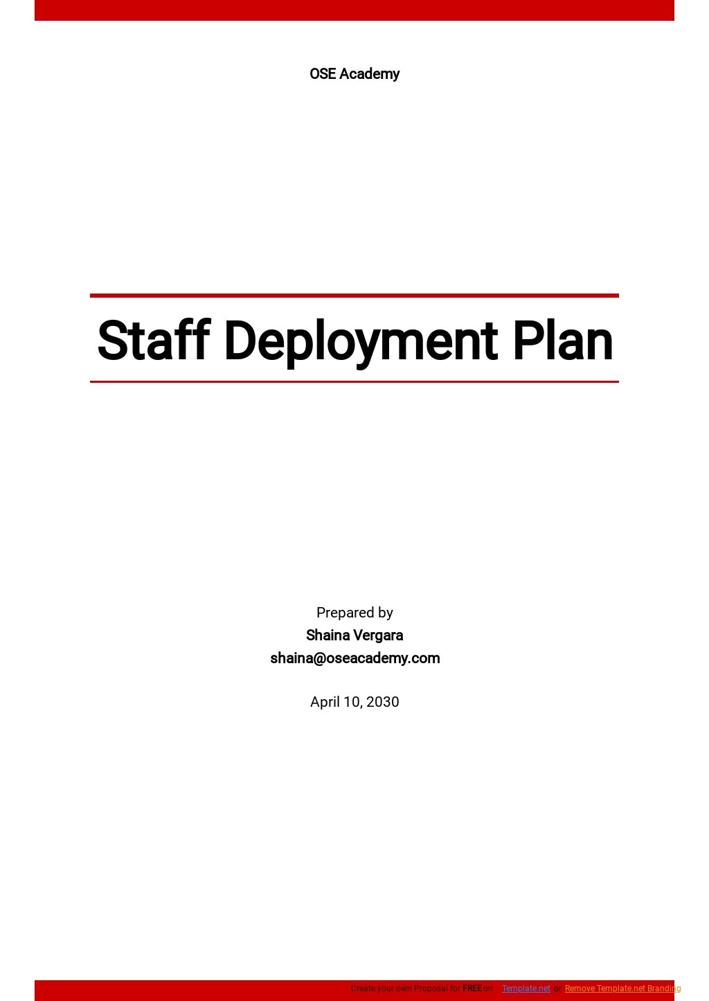 Free Staff Deployment Plan Template