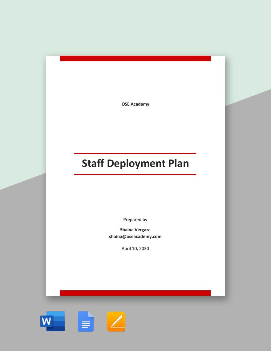 Staff Deployment Plan Template in Word, Google Docs, Apple Pages