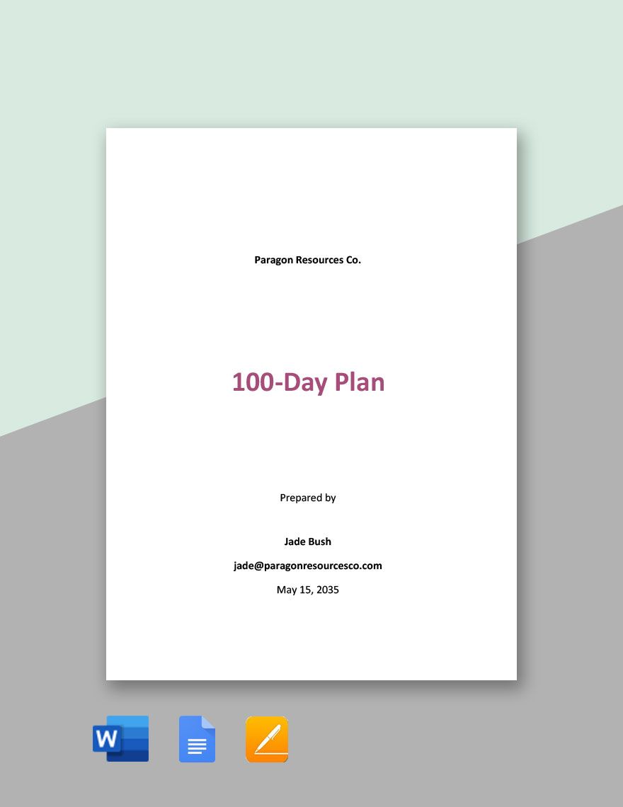 Sample 100 Day Plan Template