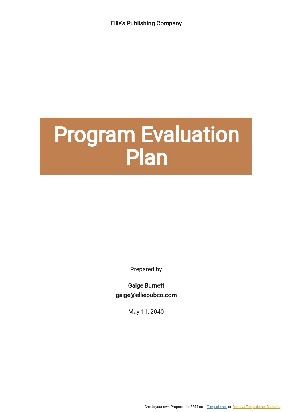 Free Sample Program Evaluation Plan Template