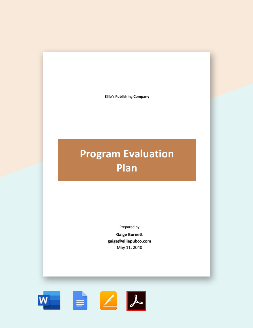 Sample Program Evaluation Plan Template in Word, Google Docs, PDF, Apple Pages