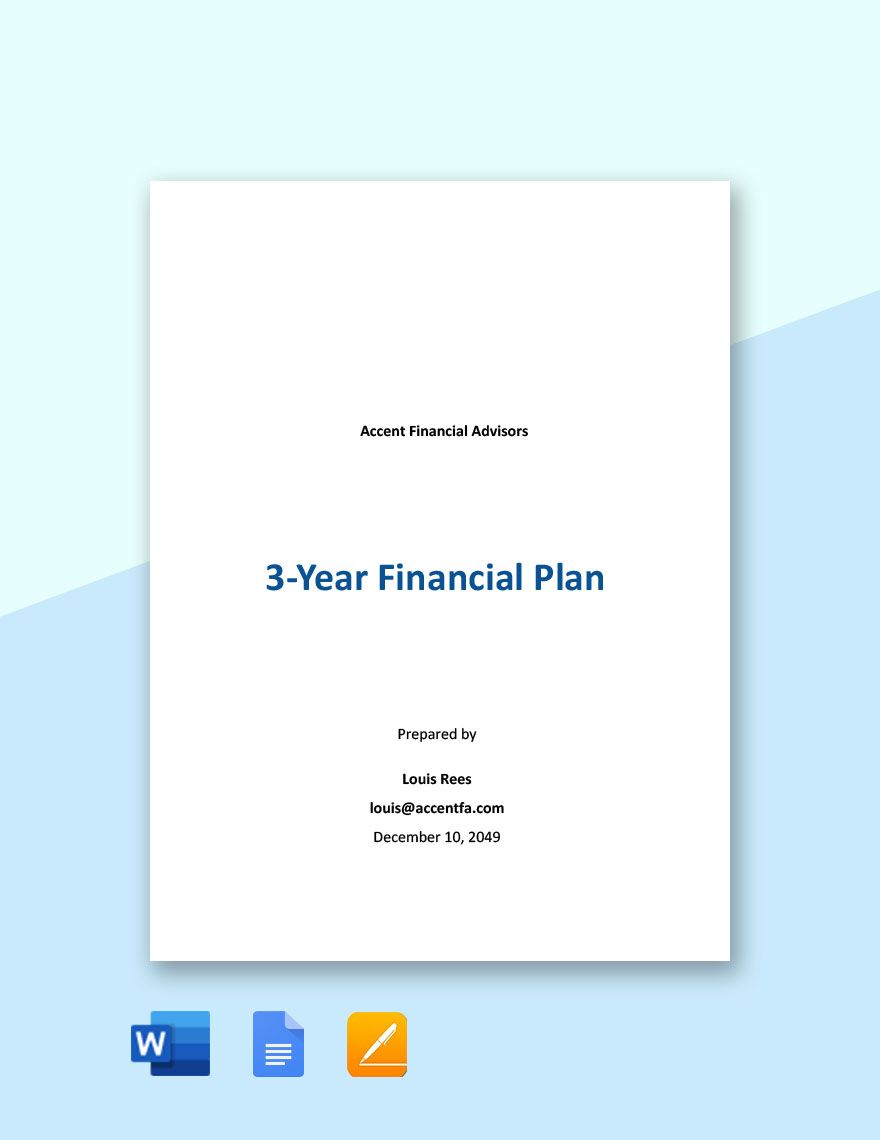 3 Year Financial Plan Template