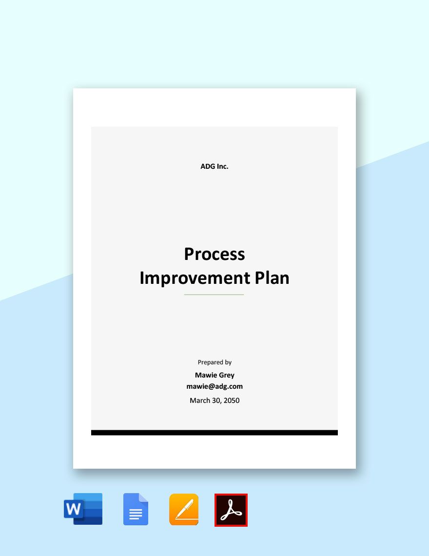 Simple Process Improvement Plan Template