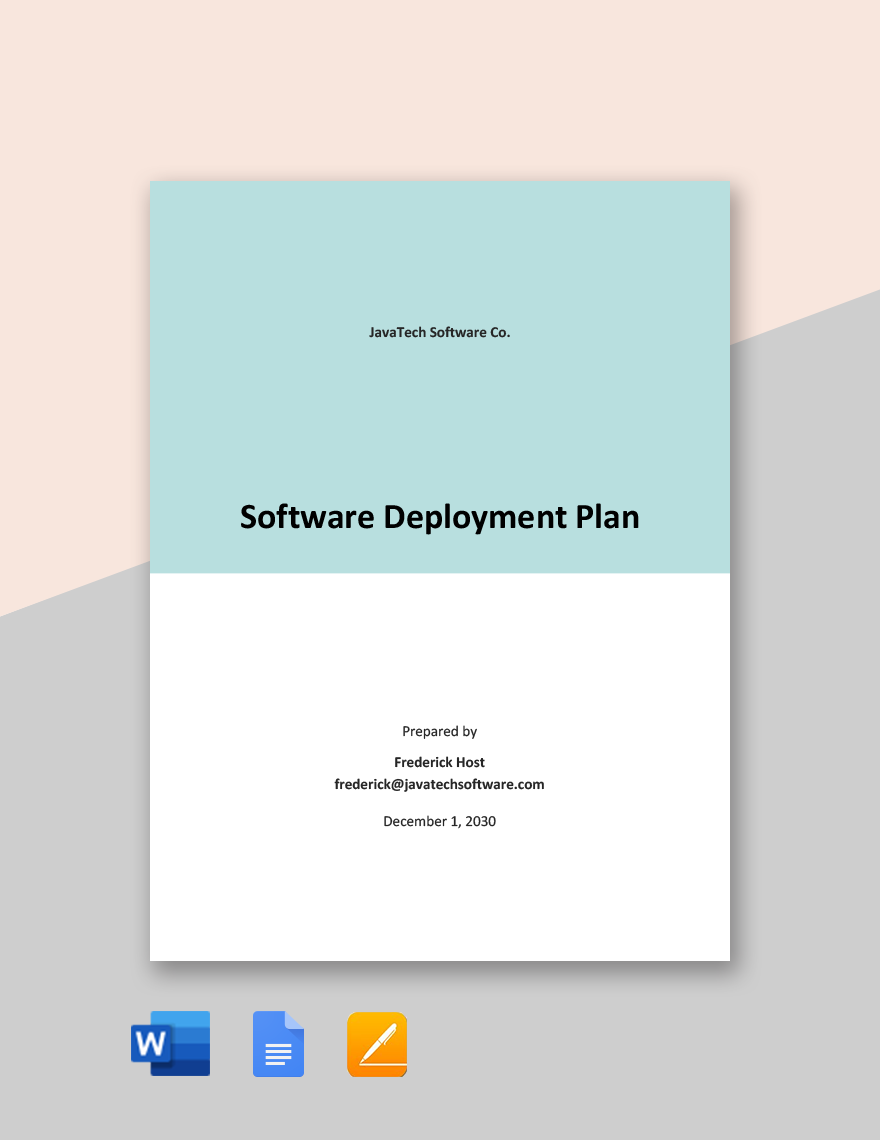 Software Deployment Plan Template in Word, Google Docs, Pages ...