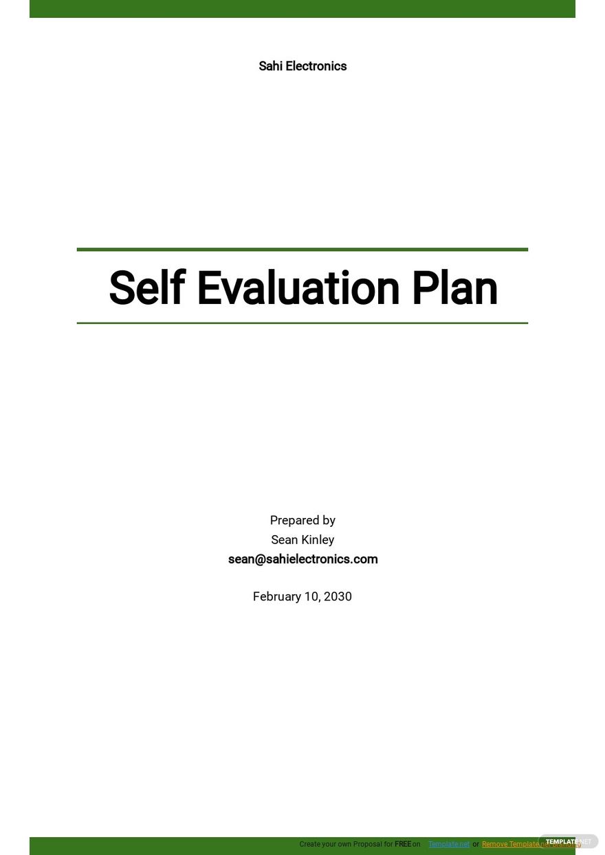 Self Evaluation Plan Template Google Docs Word Apple Pages