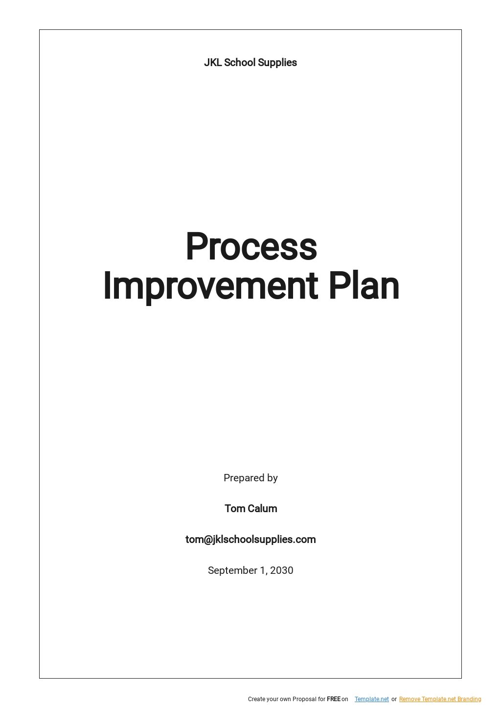 Process Improvement Plan Template Word