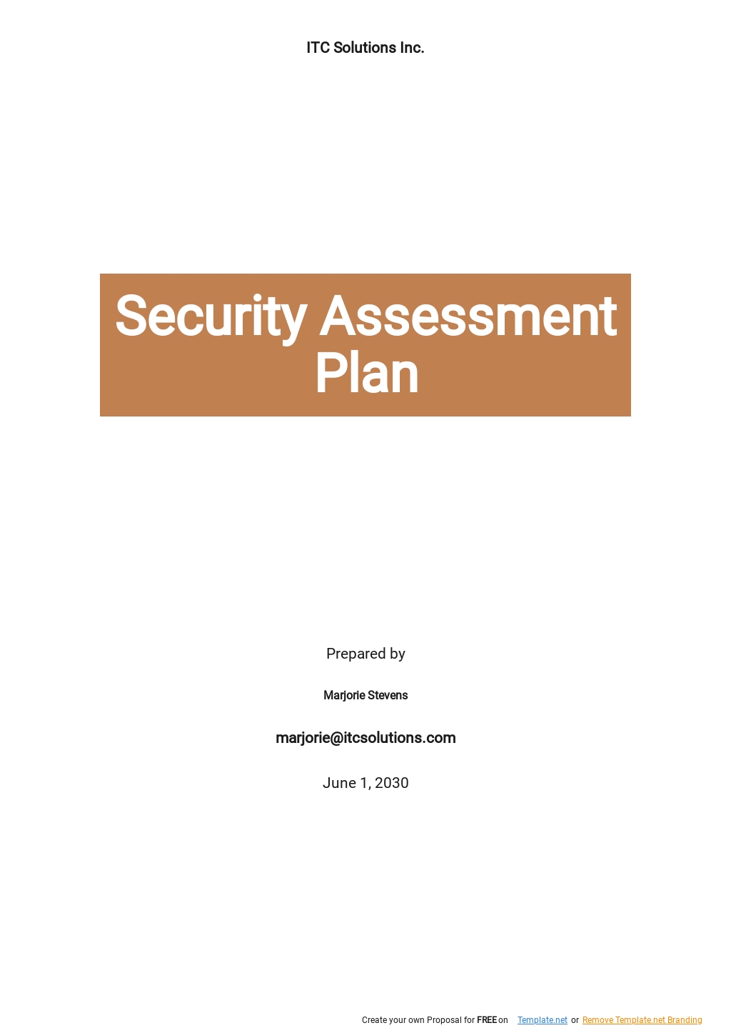 Security Assessment Plan Template