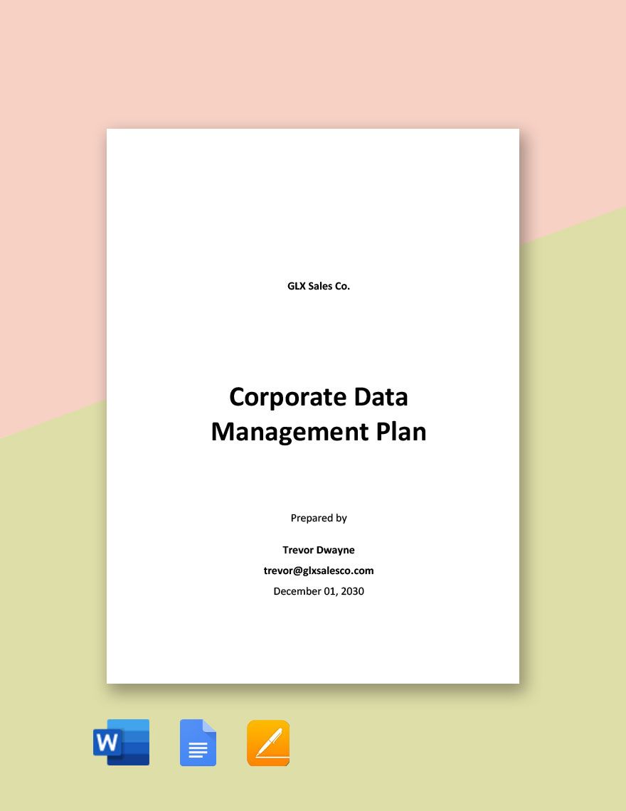 Corporate Data Management Plan Template
