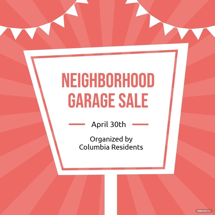 Free Neighborhood Garage Sale Linkedin Post Template