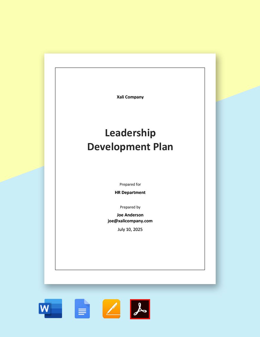 Sample Leadership Development Plan Template