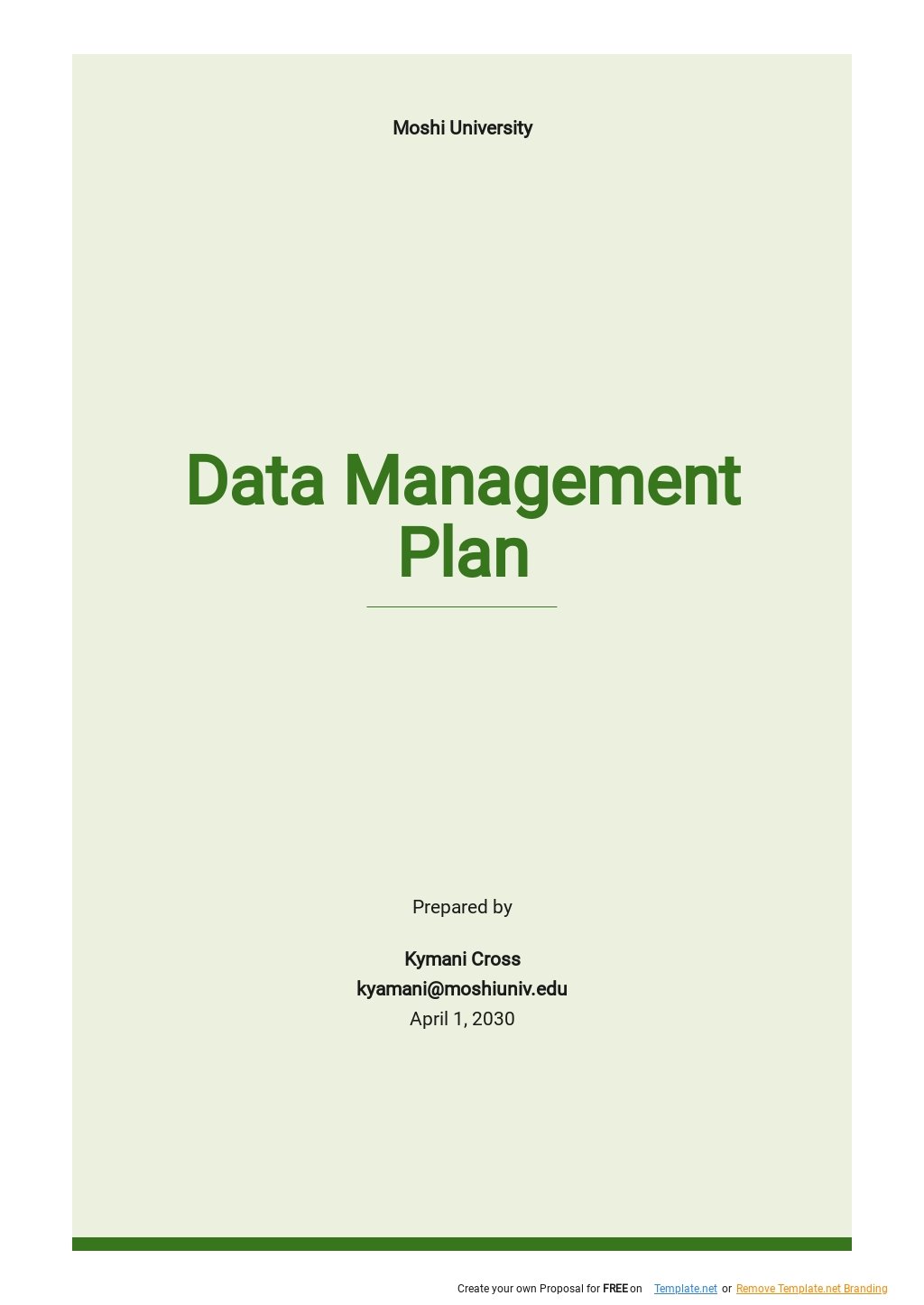 Free Simple Data Management Plan Template