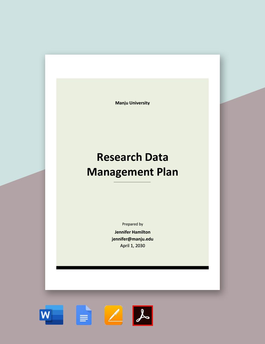 Research Data Management Plan Template