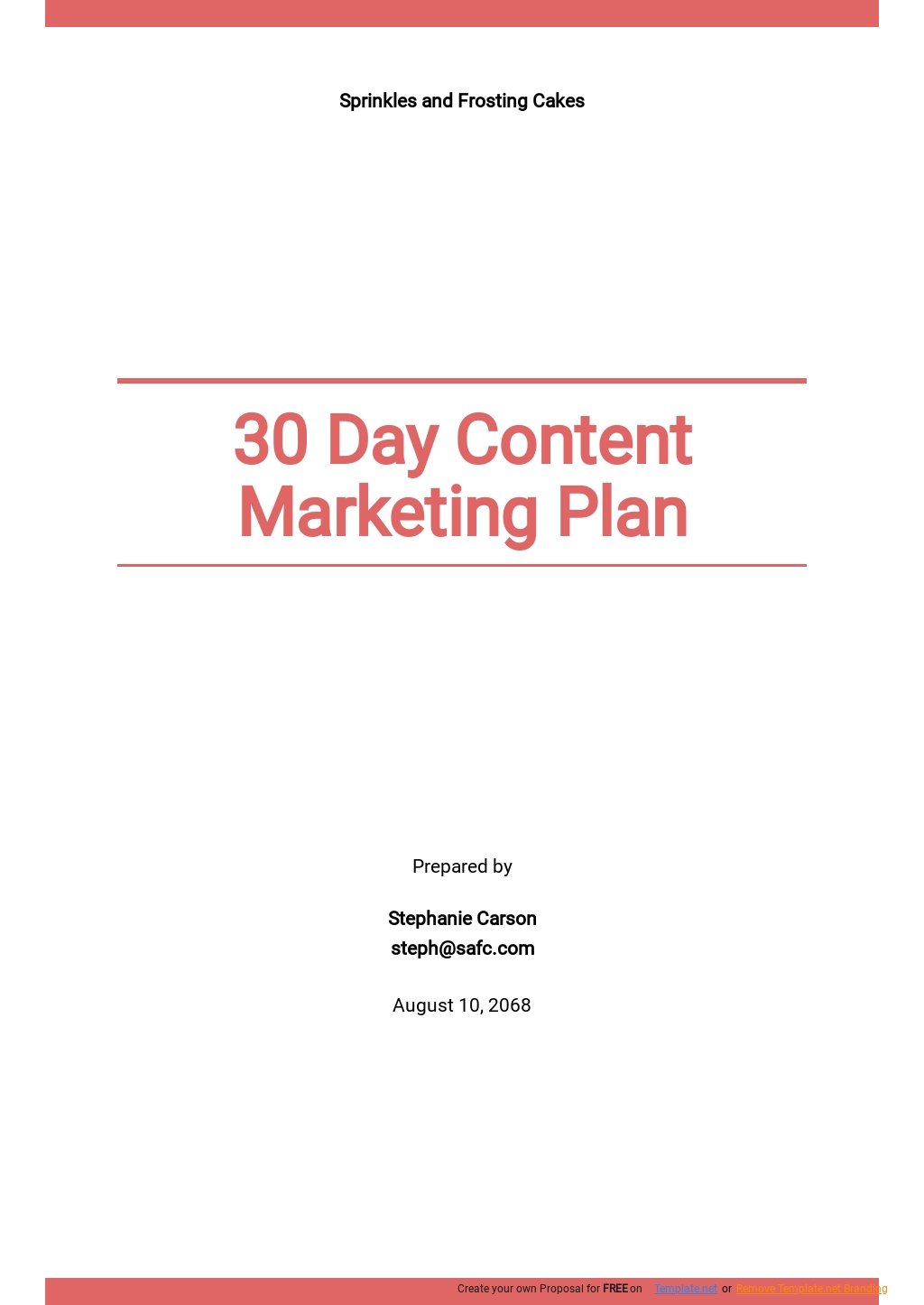 30 Day Content Marketing Plan Template