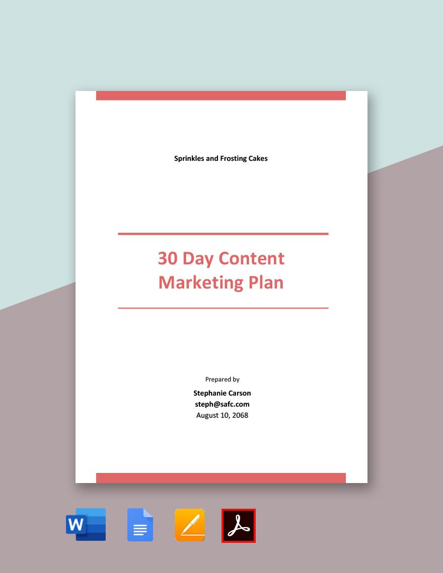 30 Day Content Marketing Plan Template