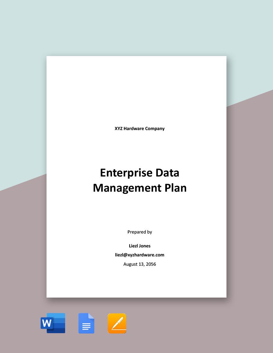 Enterprise Data Management Plan Template 