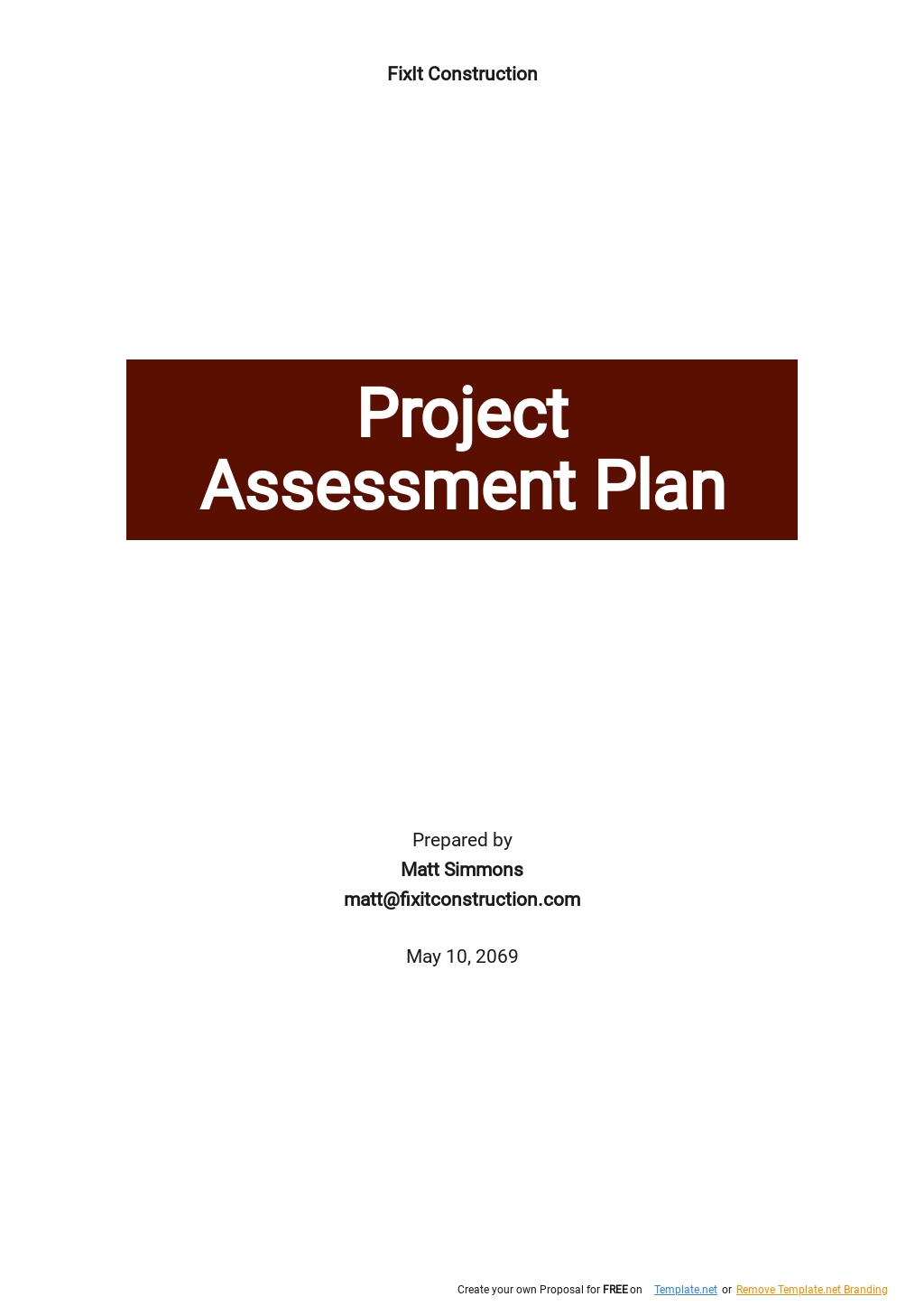 Project Assessment Plan Template 