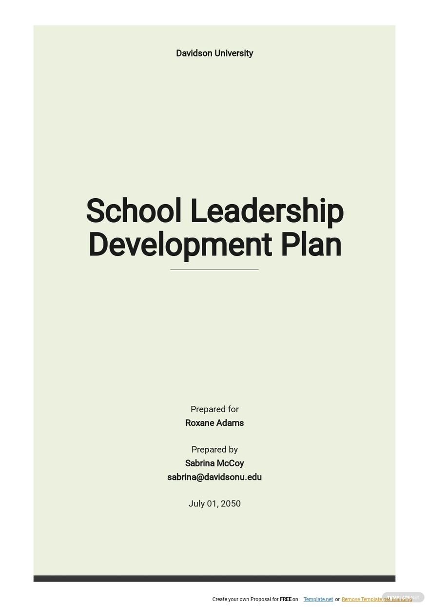 Free School Leadership Development Plan Template
