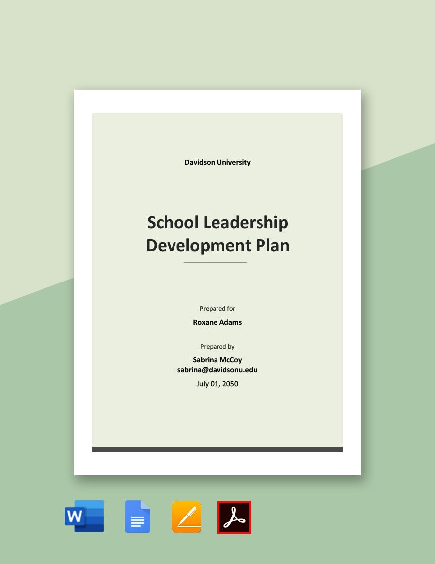 School Leadership Development Plan Template