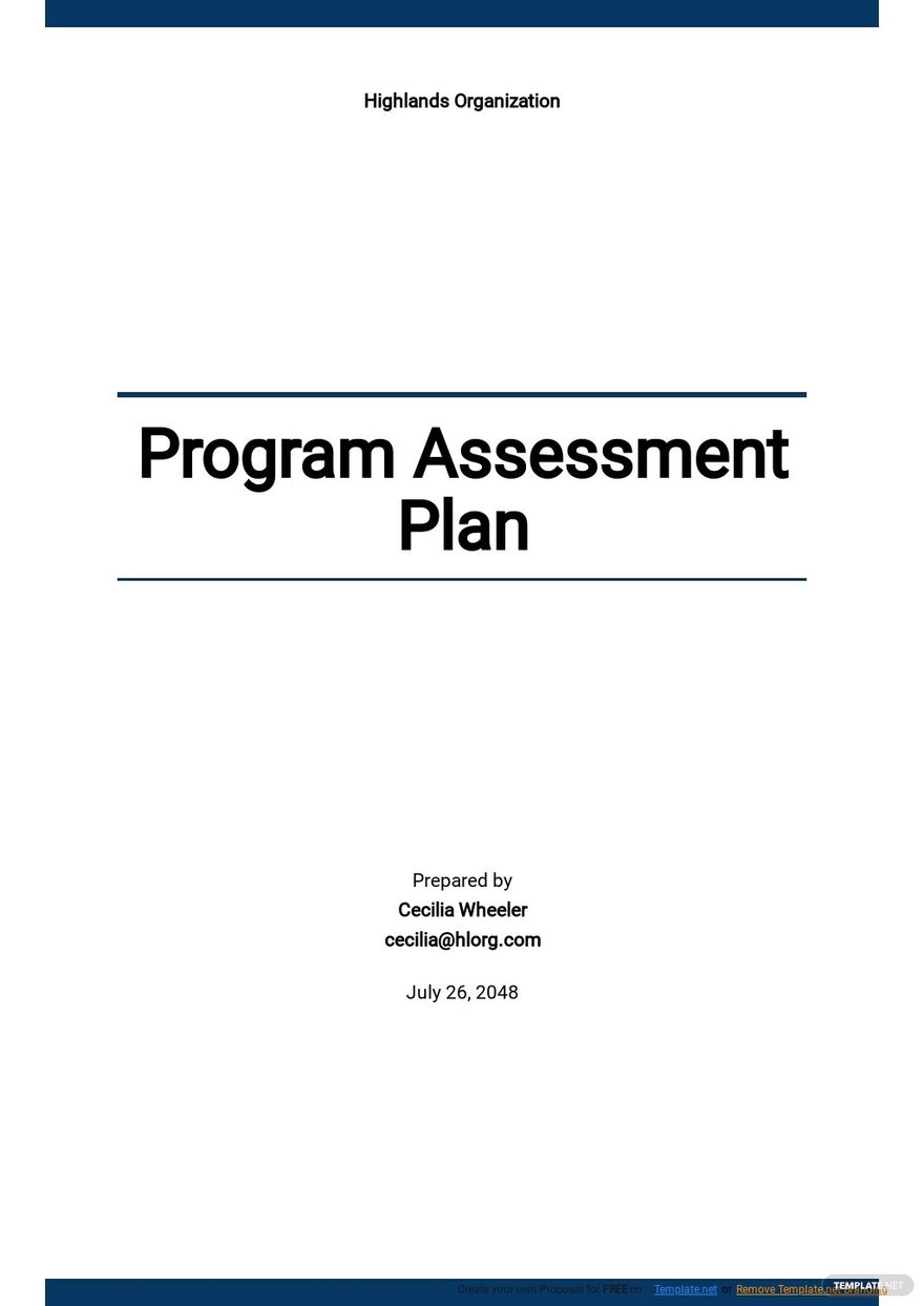 Assessment Plan Word Templates Design Free Download