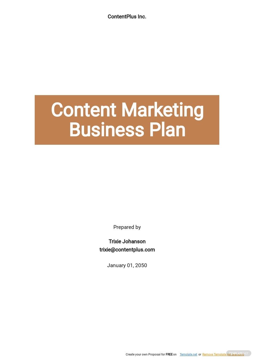 Content Marketing Business Plan Template