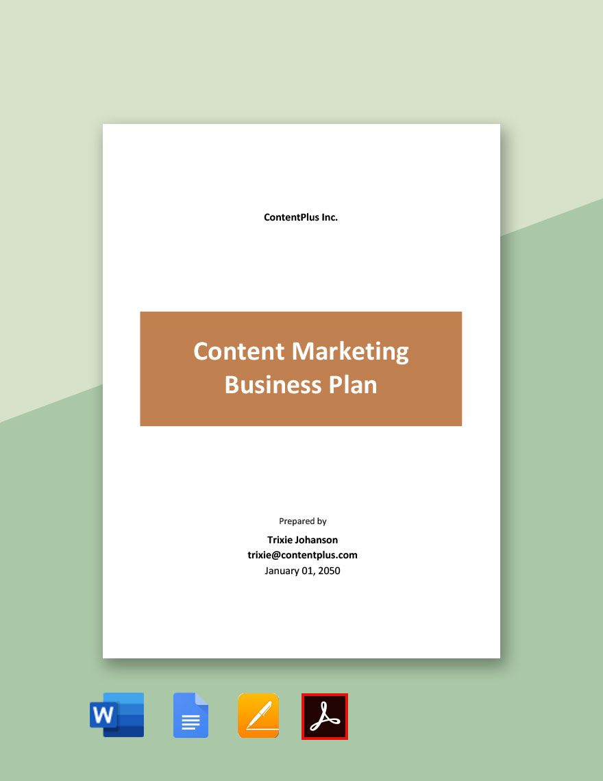 Content Marketing Business Plan Template