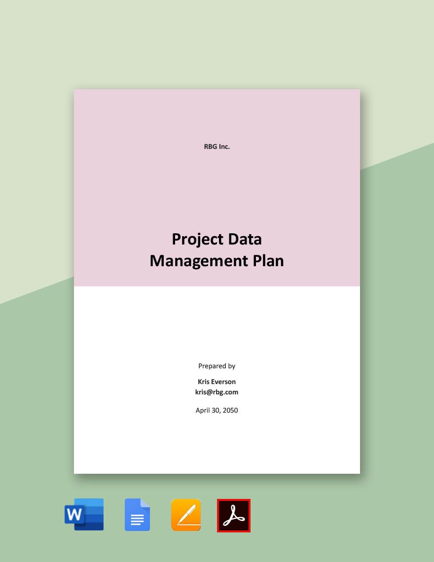 Project Data Management Plan Template in Word, Google Docs, Apple Pages