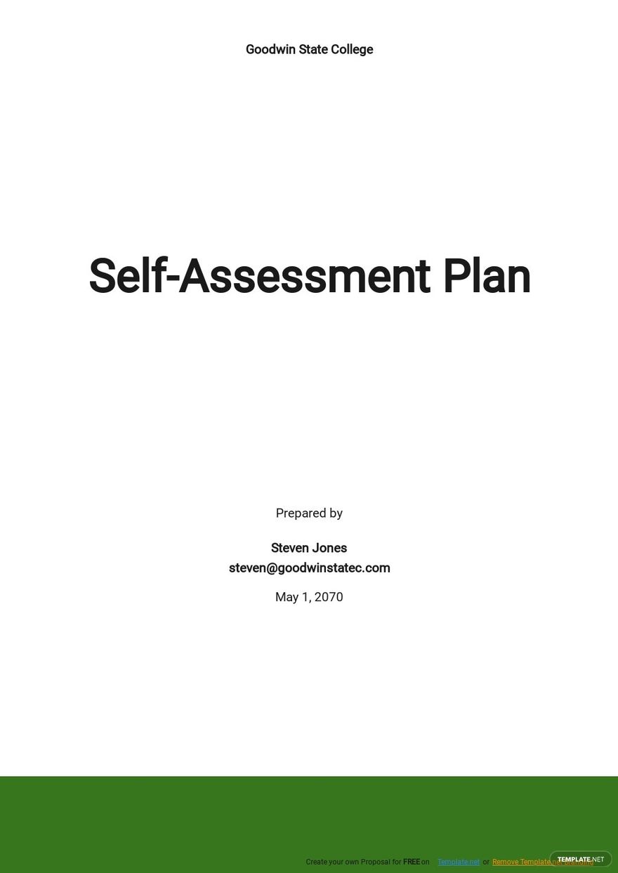Free Self Assessment Plan Template