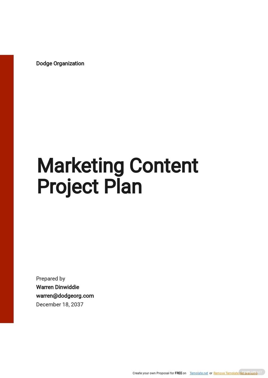 Marketing Content Project Plan Template