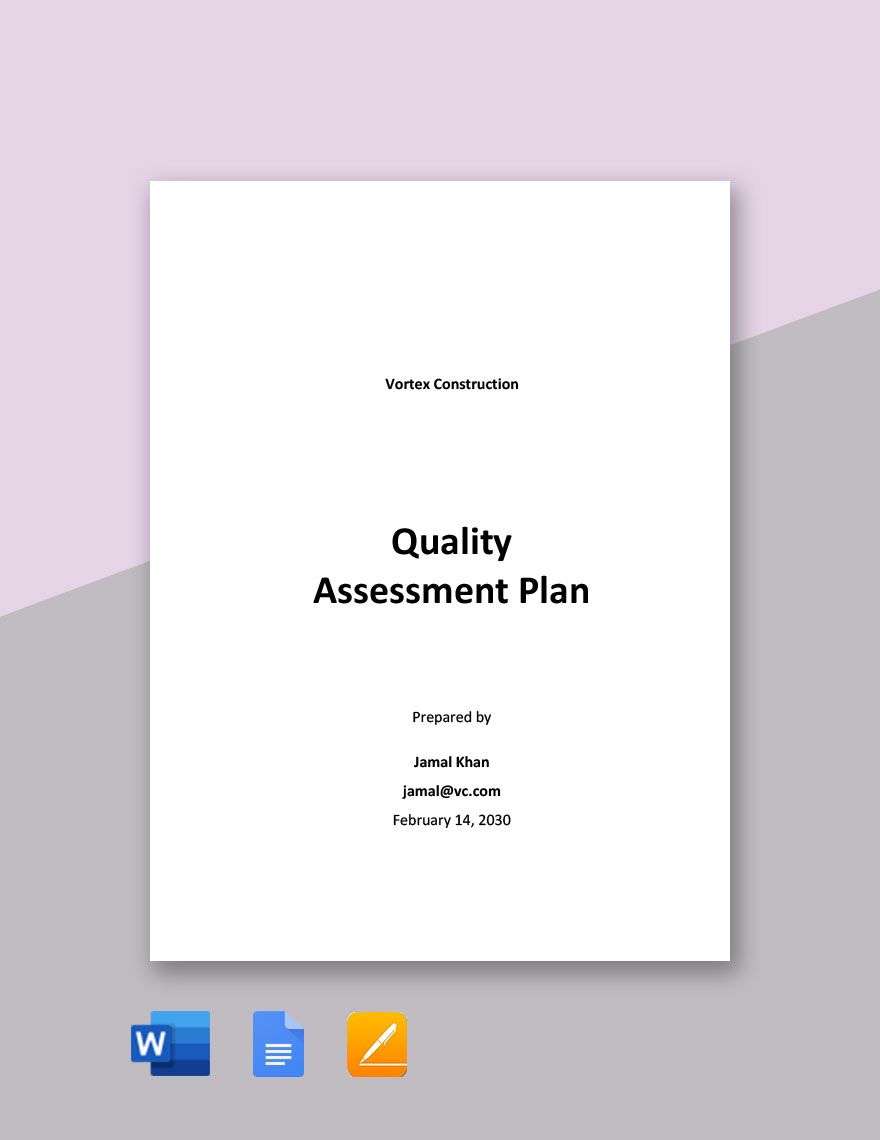    Quality Assessment Plan Template