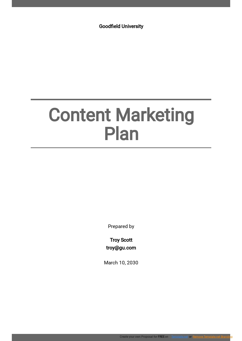 Free Simple Content Marketing Plan Template