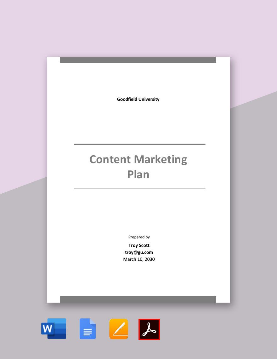 Simple Content Marketing Plan Template