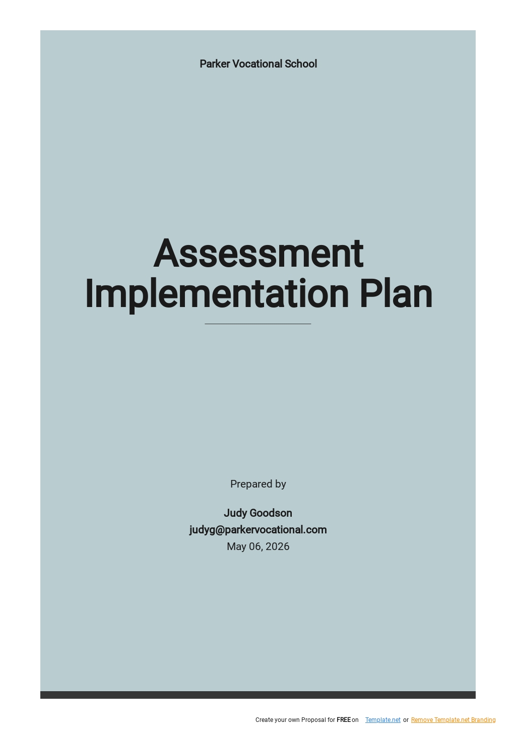 Assessment Implementation Plan Template