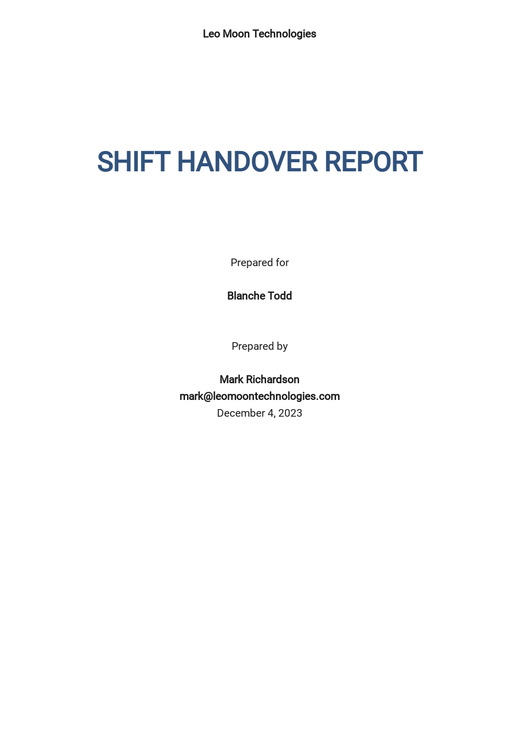 Shift Handover Report Template in Google Docs, Word | Template.net