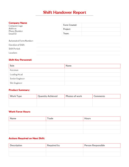 Staff Handover Template