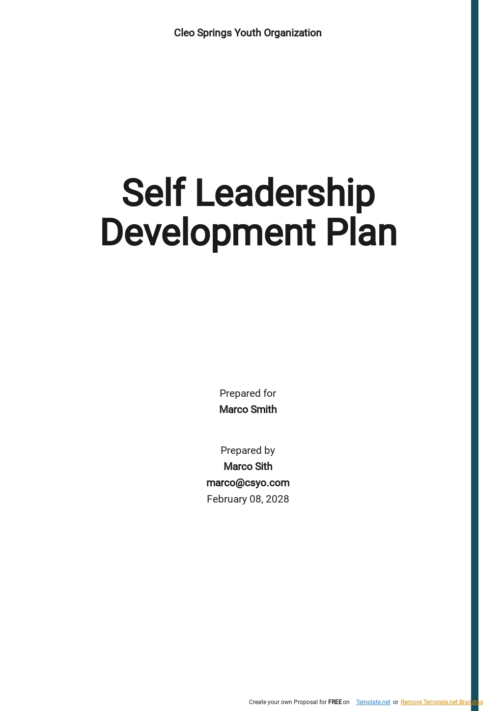 Personal Leadership Development Plan Template - Google Docs, Word ...