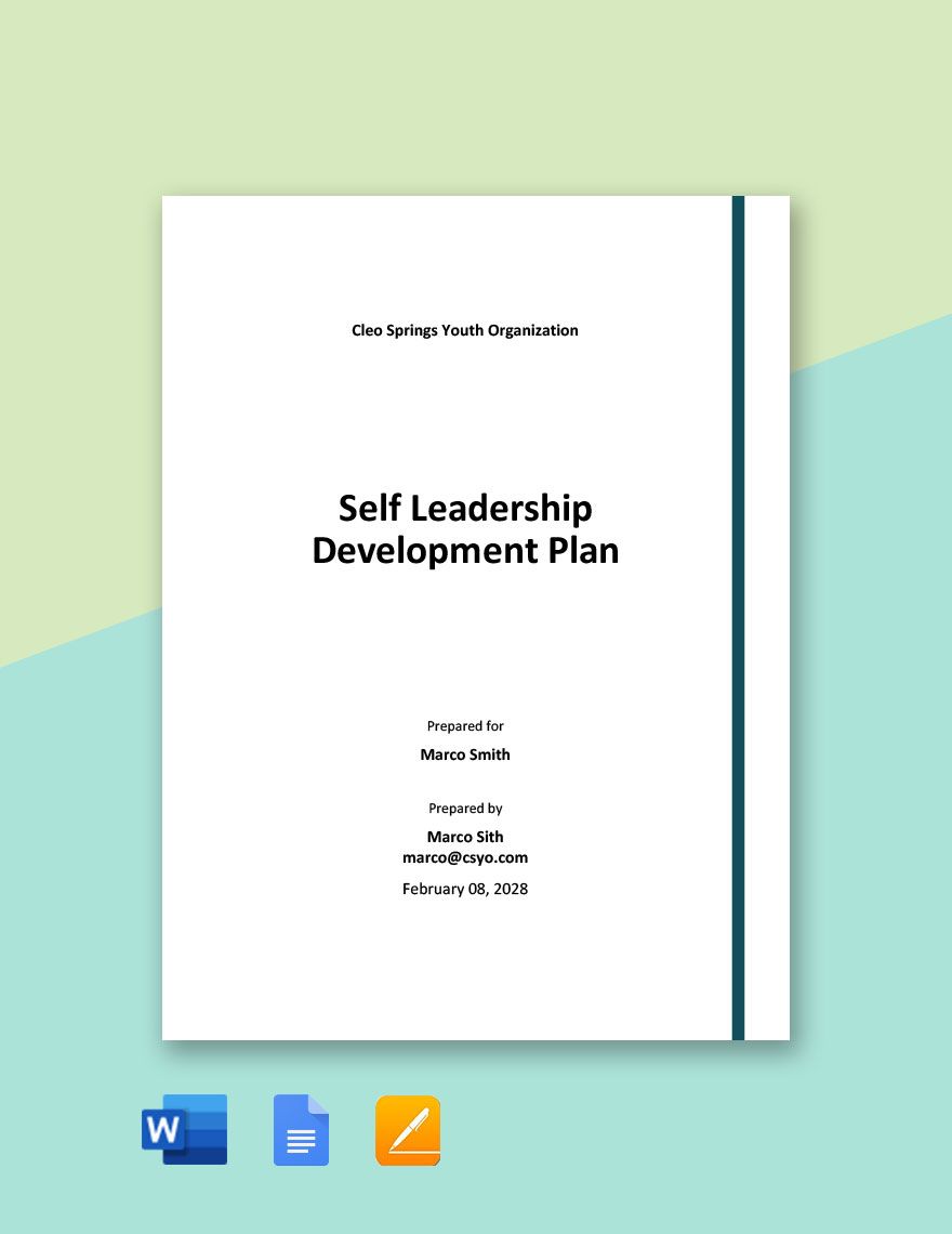 Self Leadership Development Plan Template